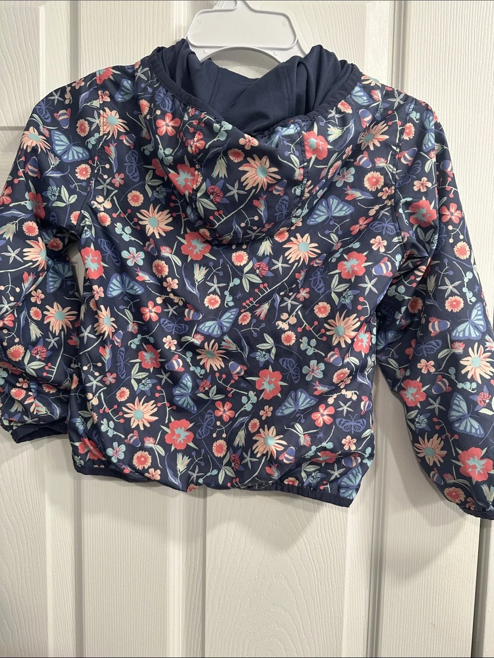 Columbia Navy Floral Hooded Windbreaker